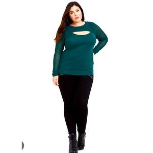 Torrid Green Peek A Boo Sweater. Size 1. New With Tags.